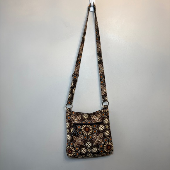 Vera Bradley Quilted Crossbody Bag Purse Canyon Floral Print Brown Adjustable - Picture 6 of 7